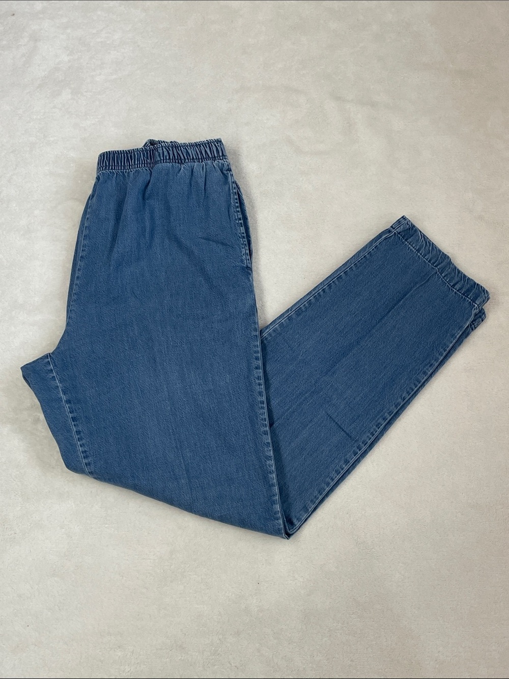 Appleseed's Relaxed Elastic-Waist Blue Lightweight Denim Jeans